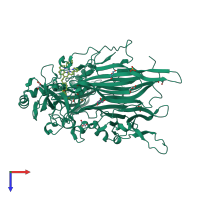 PDB entry 2cfw coloured by chain, top view.