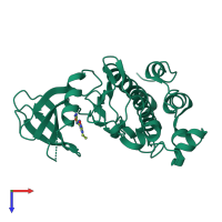 PDB entry 2cgw coloured by chain, top view.
