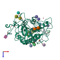 PDB entry 2ciy coloured by chain, top view.