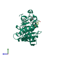 PDB entry 2cjz coloured by chain, side view.