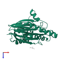 Serine/threonine protein phosphatase PstP in PDB entry 2cm1, assembly 1, top view.