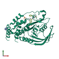 PDB entry 2cmc coloured by chain, front view.