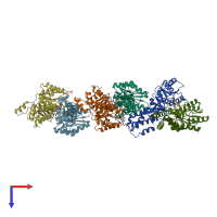 PDB entry 2cnw coloured by chain, top view.