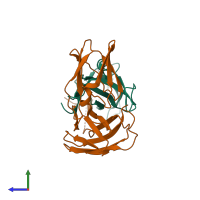 Hetero dimeric assembly 1 of PDB entry 2co6 coloured by chemically distinct molecules, side view.