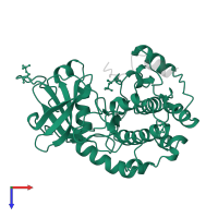 cAMP-dependent protein kinase catalytic subunit alpha in PDB entry 2cpk, assembly 1, top view.