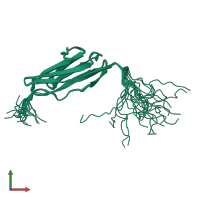 PDB entry 2cqv coloured by chain, ensemble of 20 models, front view.