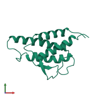 PDB entry 2cyk coloured by chain, front view.