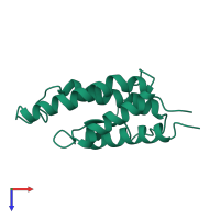 PDB entry 2cyk coloured by chain, top view.