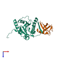 PDB entry 2d07 coloured by chain, top view.