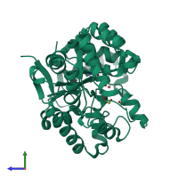 PDB entry 2d2j coloured by chain, side view.