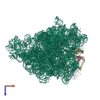 PDB entry 2d3o coloured by chain, top view.