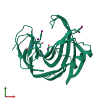 PDB entry 2d97 coloured by chain, front view.