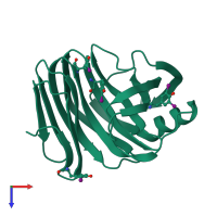 PDB entry 2d97 coloured by chain, top view.