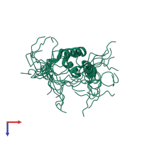 PDB entry 2dam coloured by chain, ensemble of 20 models, top view.