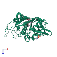 PDB entry 2dc7 coloured by chain, top view.