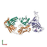 PDB entry 2dd8 coloured by chain, front view.