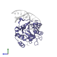 Type-5 uracil-DNA glycosylase in PDB entry 2dem, assembly 1, side view.