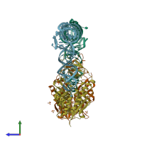 PDB entry 2der coloured by chain, side view.