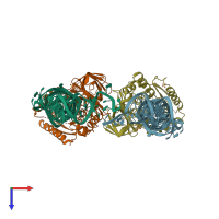 PDB entry 2der coloured by chain, top view.