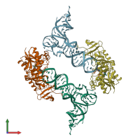 PDB entry 2deu coloured by chain, front view.