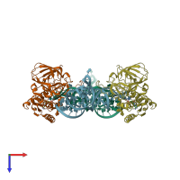 PDB entry 2deu coloured by chain, top view.