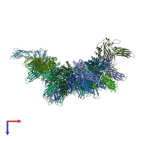 PDB entry 2df7 coloured by chain, top view.