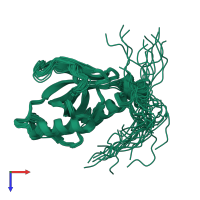 PDB entry 2dkq coloured by chain, ensemble of 20 models, top view.