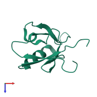 Monomeric assembly 1 of PDB entry 2dkr coloured by chemically distinct molecules, top view.