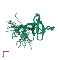 PDB entry 2dl4 coloured by chain, ensemble of 20 models, top view.