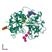 PDB entry 2dp8 coloured by chain, front view.