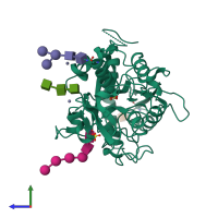 PDB entry 2dp8 coloured by chain, side view.