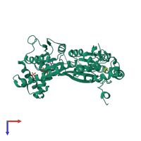 PDB entry 2dwo coloured by chain, top view.