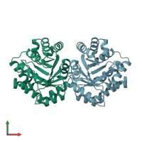 PDB entry 2dzp coloured by chain, front view.