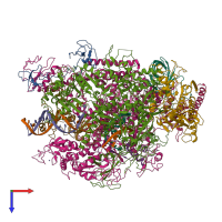 PDB entry 2e2h coloured by chain, top view.