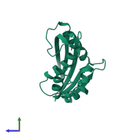 PDB entry 2e4l coloured by chain, side view.