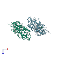 PDB entry 2e4u coloured by chain, top view.