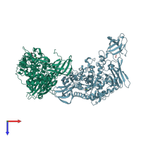 PDB entry 2e8y coloured by chain, top view.