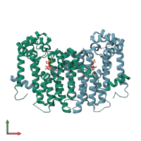 PDB entry 2e90 coloured by chain, front view.