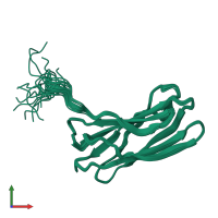 PDB entry 2e9g coloured by chain, ensemble of 20 models, front view.