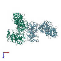 PDB entry 2ec5 coloured by chain, top view.