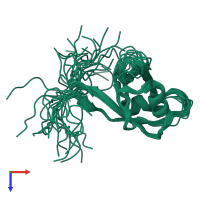 PDB entry 2eeh coloured by chain, ensemble of 20 models, top view.