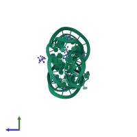 PDB entry 2ees coloured by chain, side view.