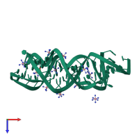 PDB entry 2eet coloured by chain, top view.