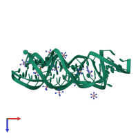 PDB entry 2eeu coloured by chain, top view.