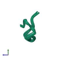 PDB entry 2efz coloured by chain, ensemble of 20 models, side view.