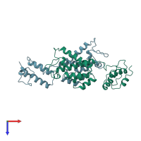 PDB entry 2eia coloured by chain, top view.