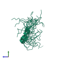 PDB entry 2em4 coloured by chain, ensemble of 20 models, side view.