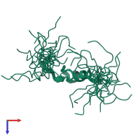 PDB entry 2em5 coloured by chain, ensemble of 20 models, top view.