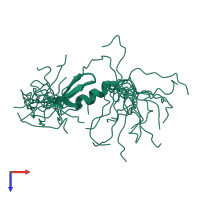 PDB entry 2epr coloured by chain, ensemble of 20 models, top view.