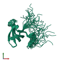 PDB entry 2equ coloured by chain, ensemble of 20 models, front view.